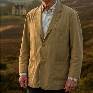 Territory Ahead Beige Tan Silk Field Safari Jacket Blazer Mens XL Tall Travel